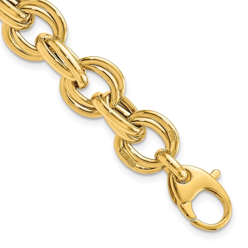 14k Yellow Gold 11mm Fancy Link Bracelet, 8"