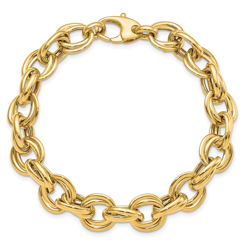 14k Yellow Gold 11mm Fancy Link Bracelet, 8"