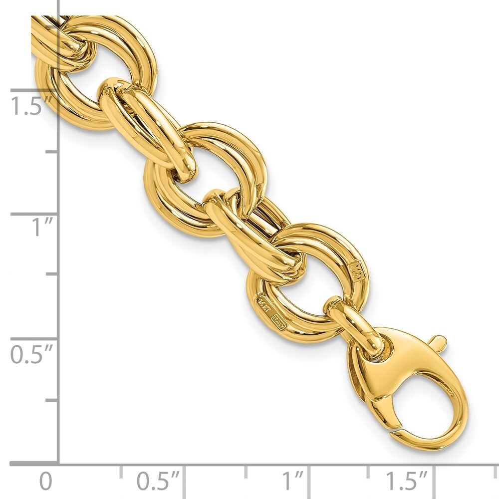 14k Yellow Gold 11mm Fancy Link Bracelet, 8"