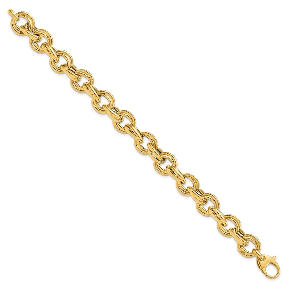 14k Yellow Gold 11mm Fancy Link Bracelet, 8"