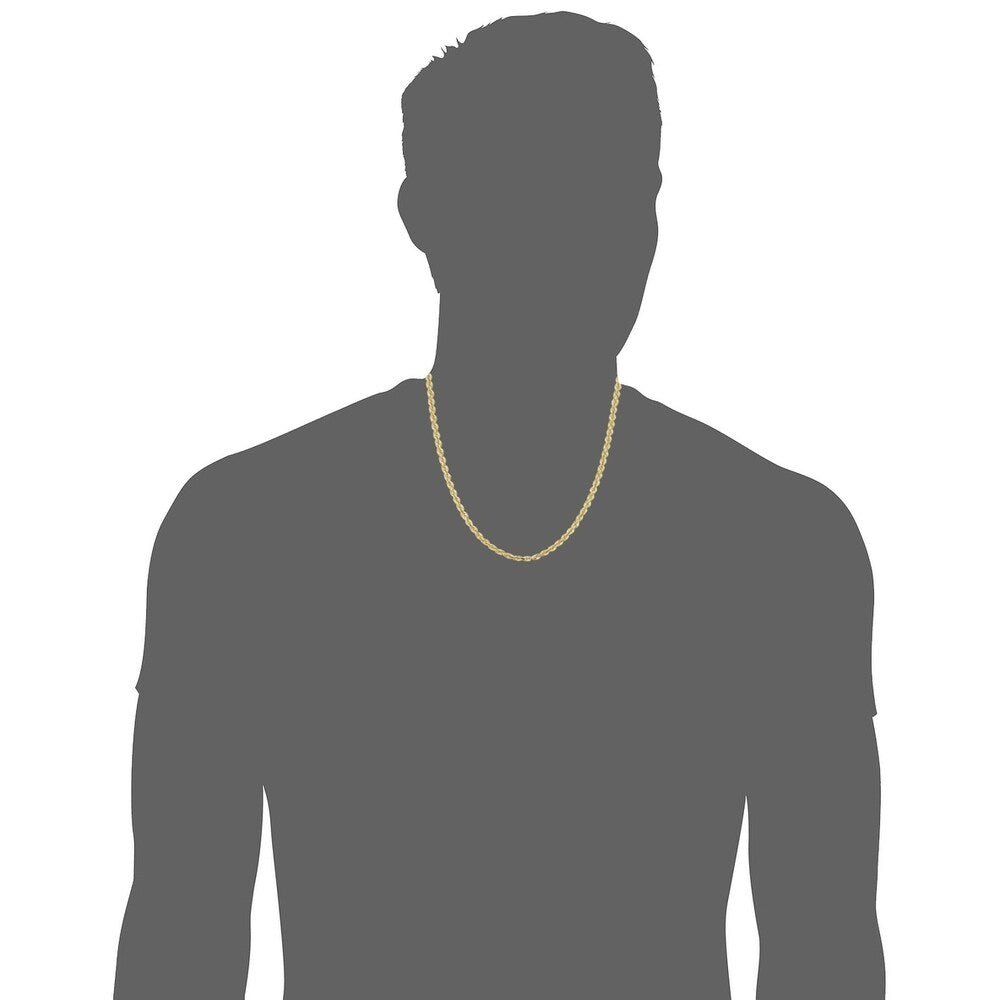 14k Yellow Gold 3.3 millimeter Rope Chain Necklace For Men and Women (18 - 30 inches)