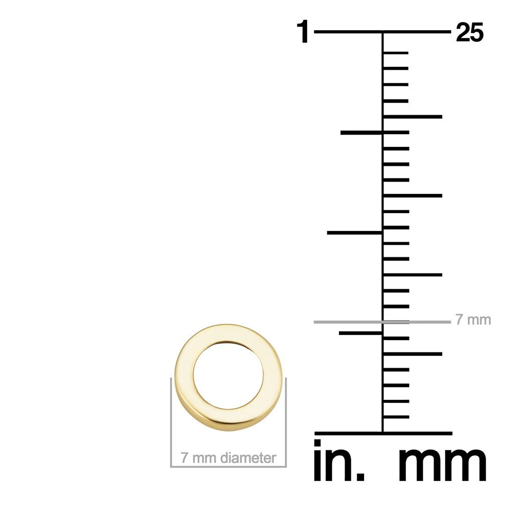 14k Yellow Gold 7 millimeter Circle Stud Earrings for Girls, Teen, Women