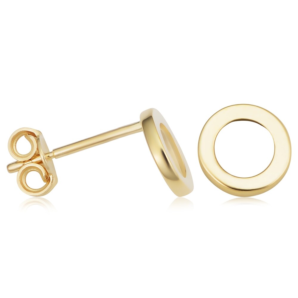 14k Yellow Gold 7 millimeter Circle Stud Earrings for Girls, Teen, Women