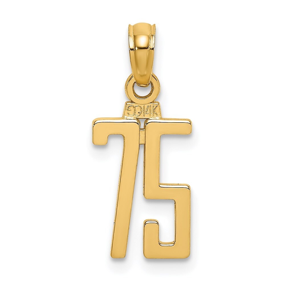 14k Yellow Gold 75 Block Style Charm