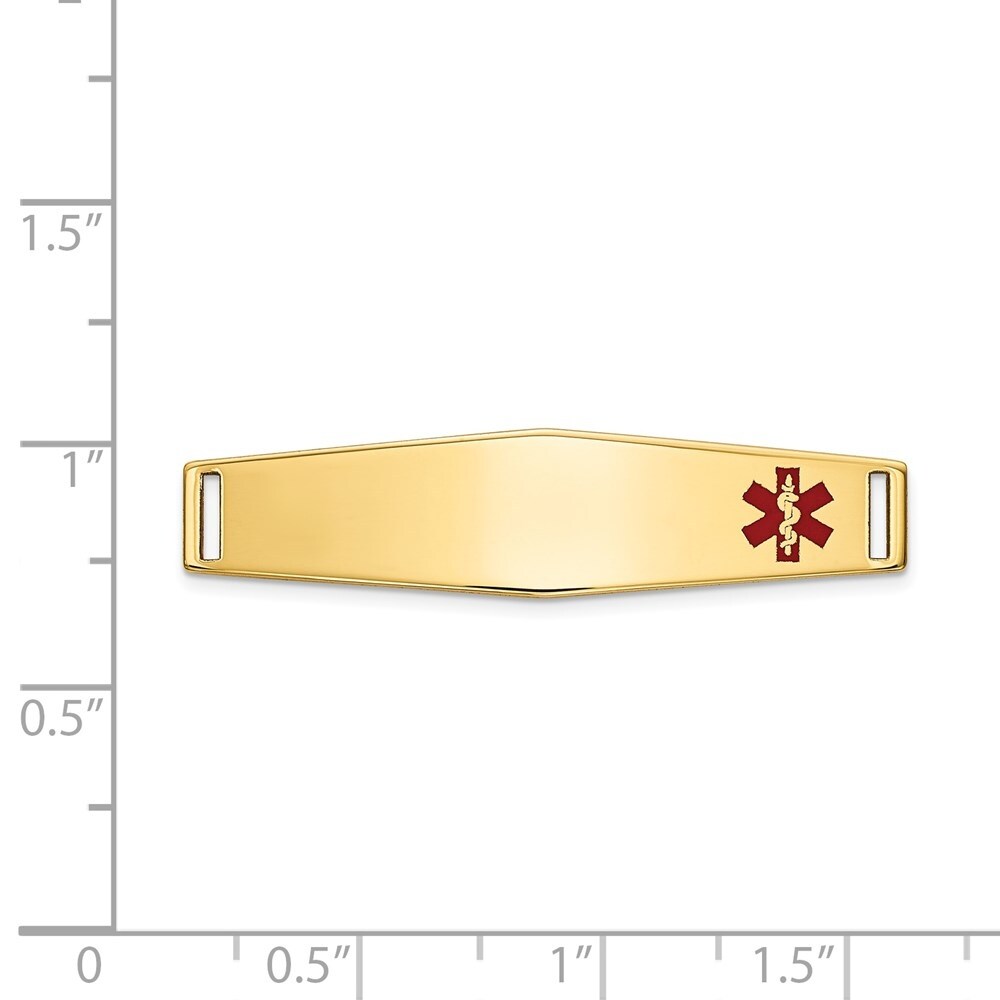 14k Yellow Gold 9.5mm Epoxy Enameled Medical ID Off Ctr Soft Diamond Shape Plate # 817, 34"
