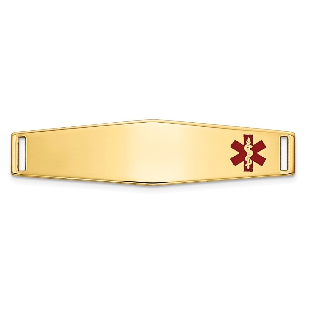 14k Yellow Gold 9.5mm Epoxy Enameled Medical ID Off Ctr Soft Diamond Shape Plate # 817, 34"