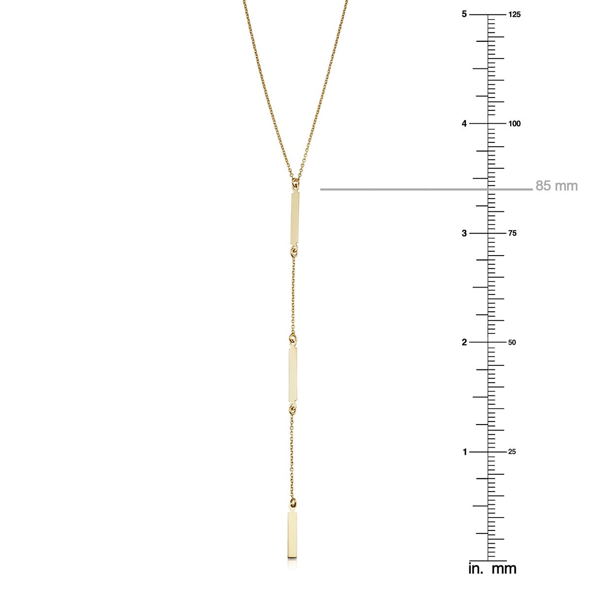 14k Yellow Gold Bar Station Adjustable Length Drop Y Necklace (adjusts to 17 or 18 inches)