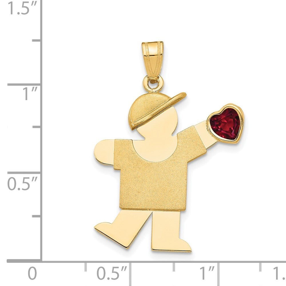 14k Yellow Gold Boy with CZ July Birthstone Pendant