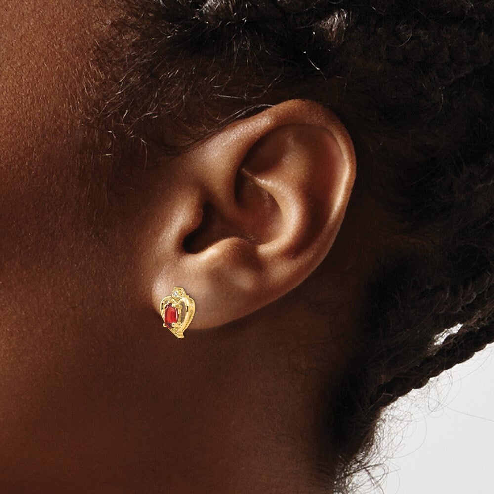 14k Yellow Gold Diamond And Gemstone Earrings (L-17 mm, W-10 mm)