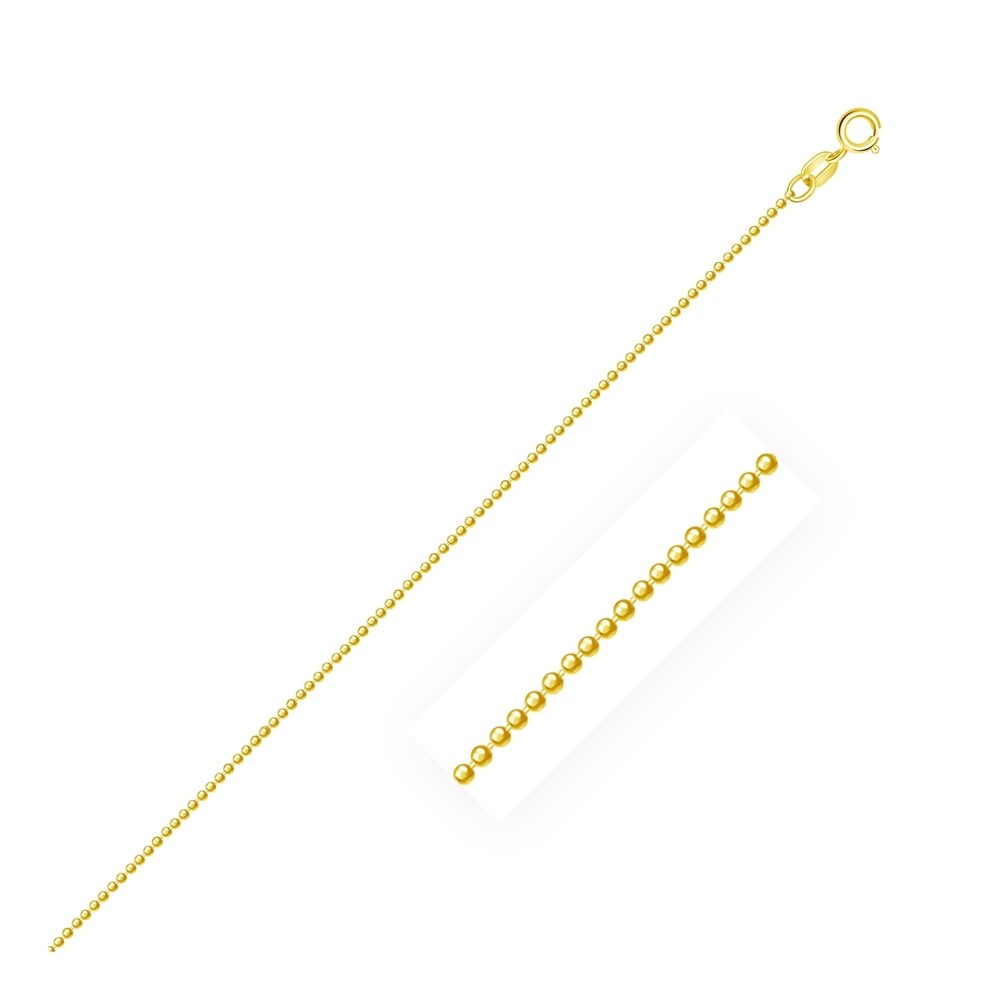 14k Yellow Gold Diamond-Cut Bead Chain Necklace 1.0mm