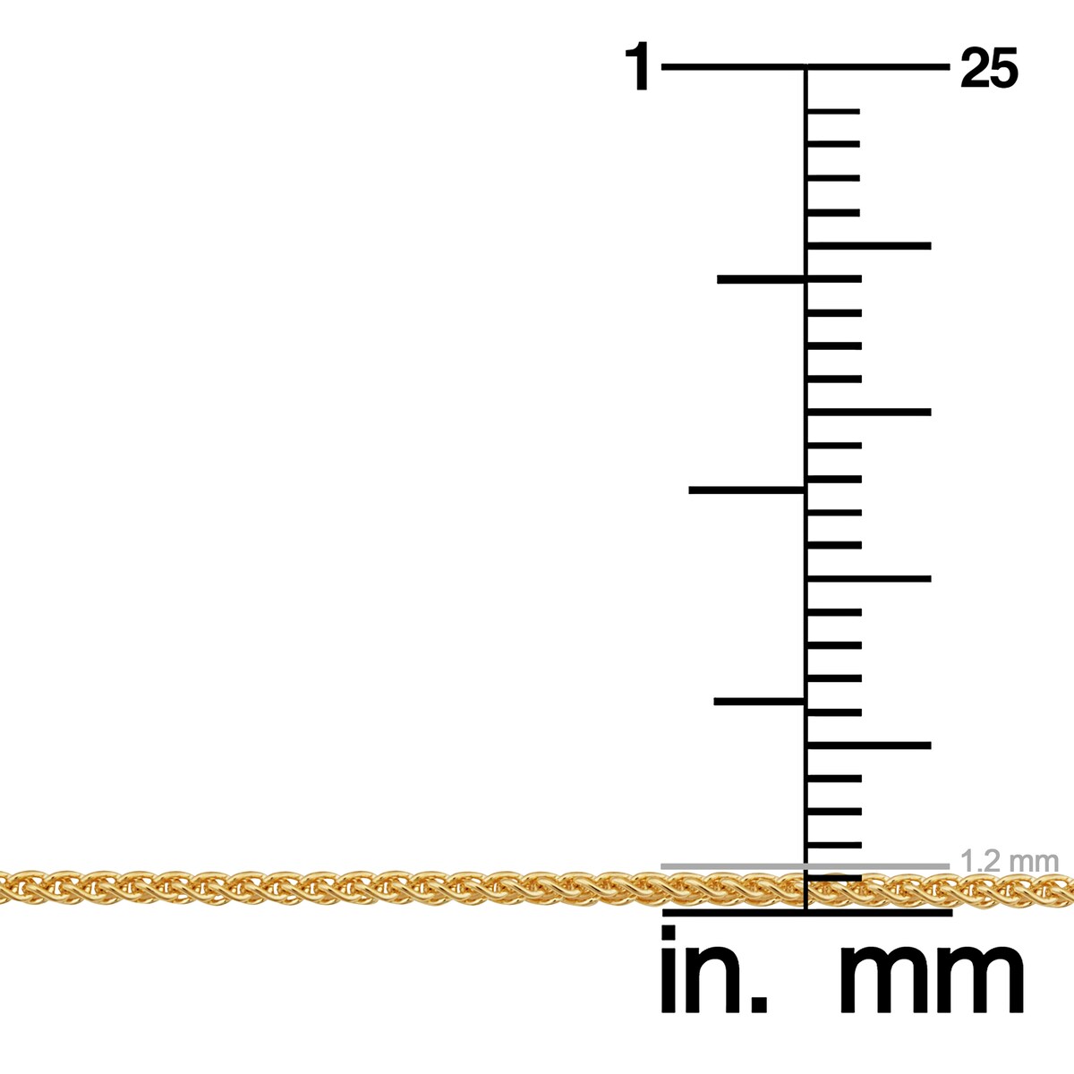 14k Yellow Gold Filled 1.2 mm Round Wheat Chain Necklace for Women (14 - 30 inches)