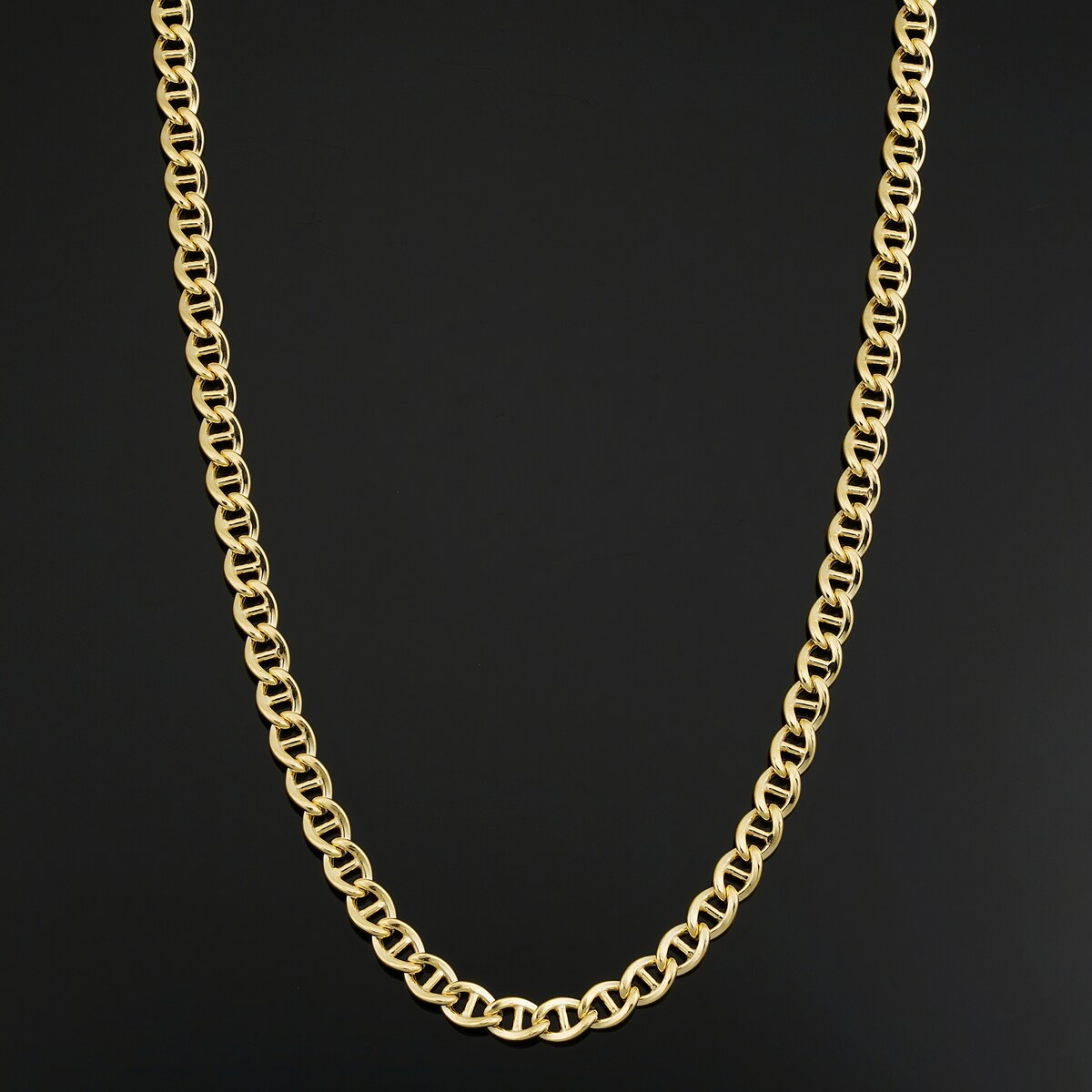 14k Yellow Gold Filled 5.1 mm Mariner Link Chain Necklace For Men and Women