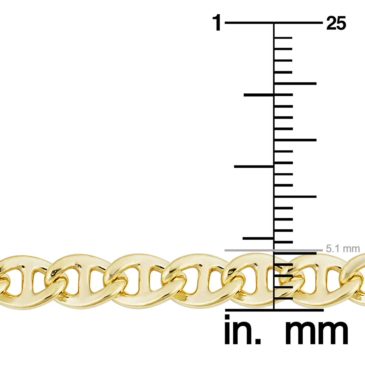 14k Yellow Gold Filled 5.1 mm Mariner Link Chain Necklace For Men and Women