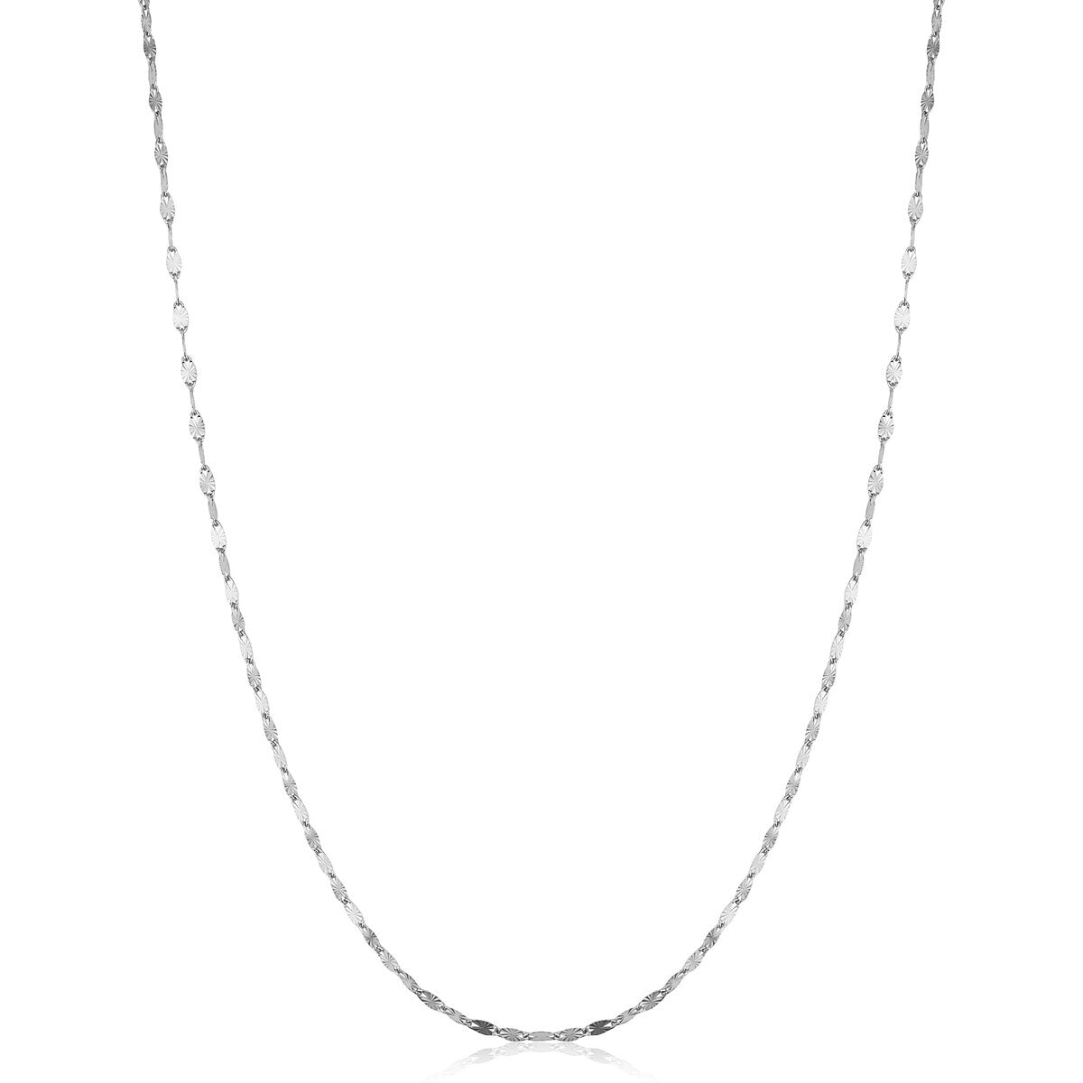 14k Yellow Gold Filled or White Gold Filled 1.5 mm Mirror Texured Flat Link Chain Necklace for Women (14-30 inch)
