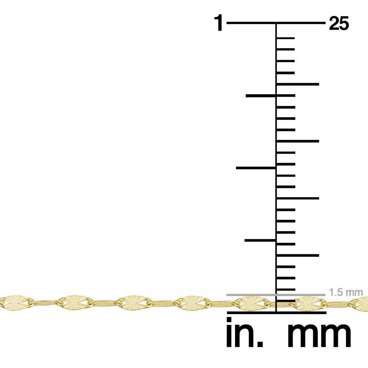14k Yellow Gold Filled or White Gold Filled 1.5 mm Mirror Texured Flat Link Chain Necklace for Women (14-30 inch)