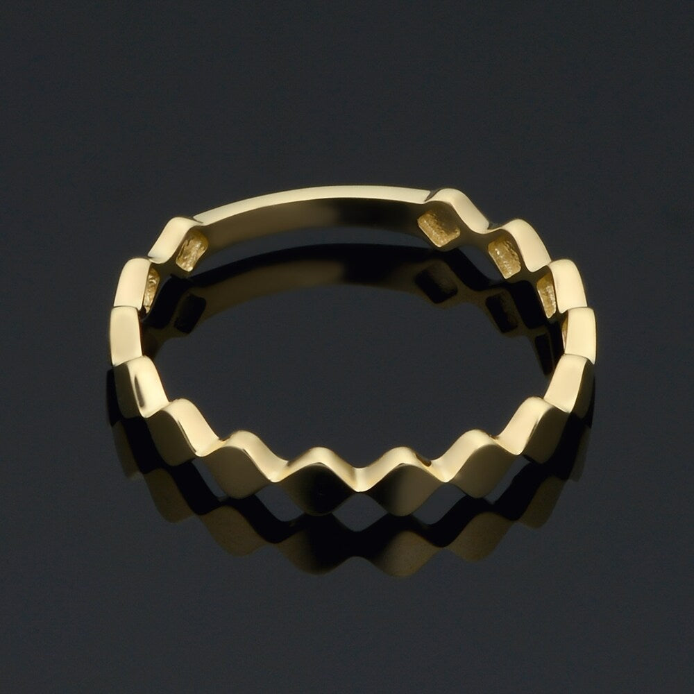 14k Yellow Gold Geometric Shaped Ring Minimalist Jewelry for Women