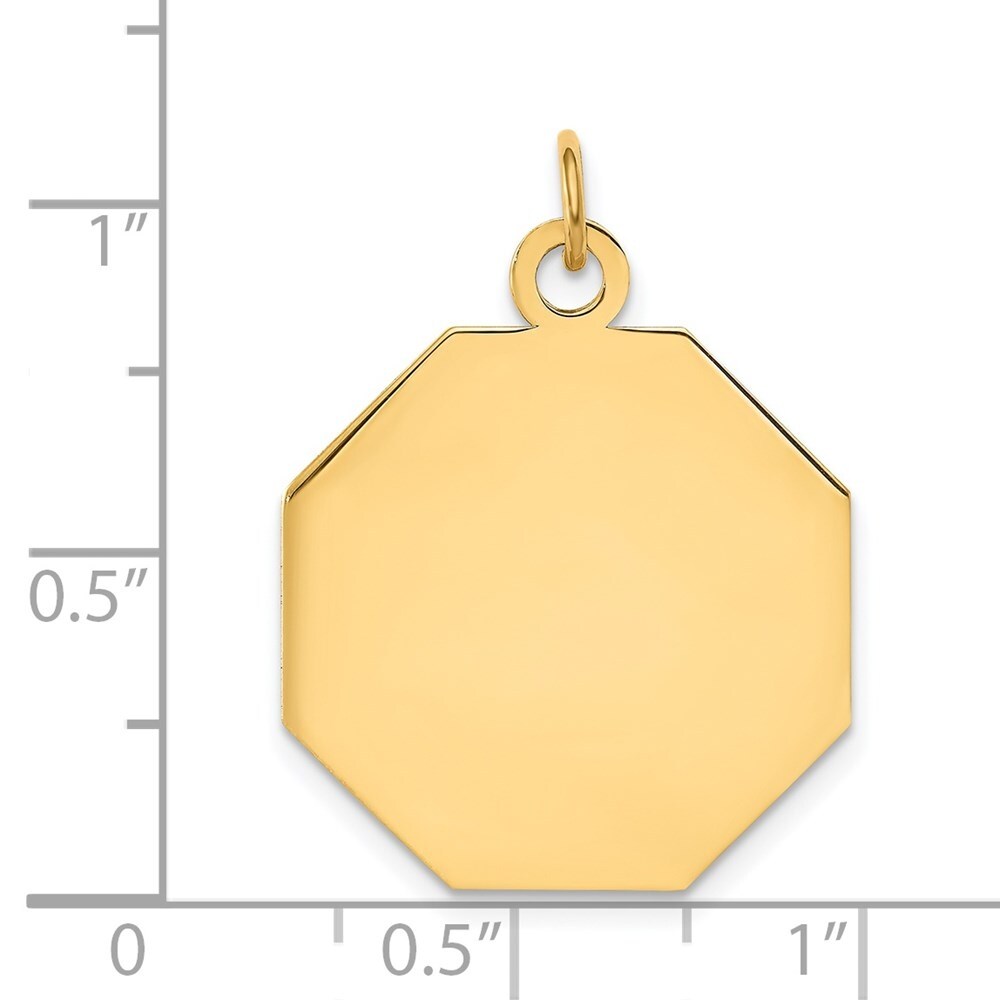 14k Yellow Gold Plain .013 Gauge Engravable Octagonal Disc Pendant