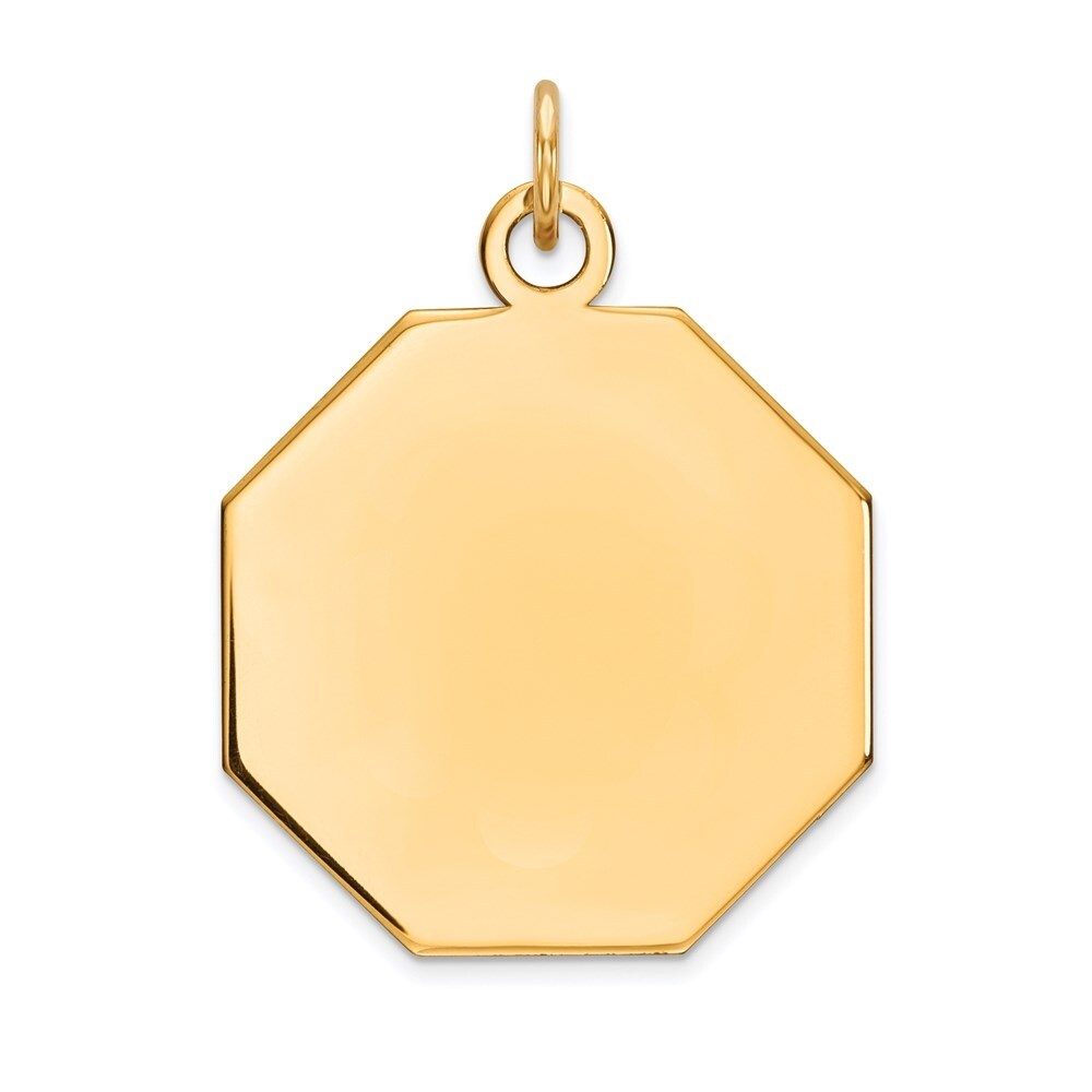 14k Yellow Gold Plain .013 Gauge Engravable Octagonal Disc Pendant
