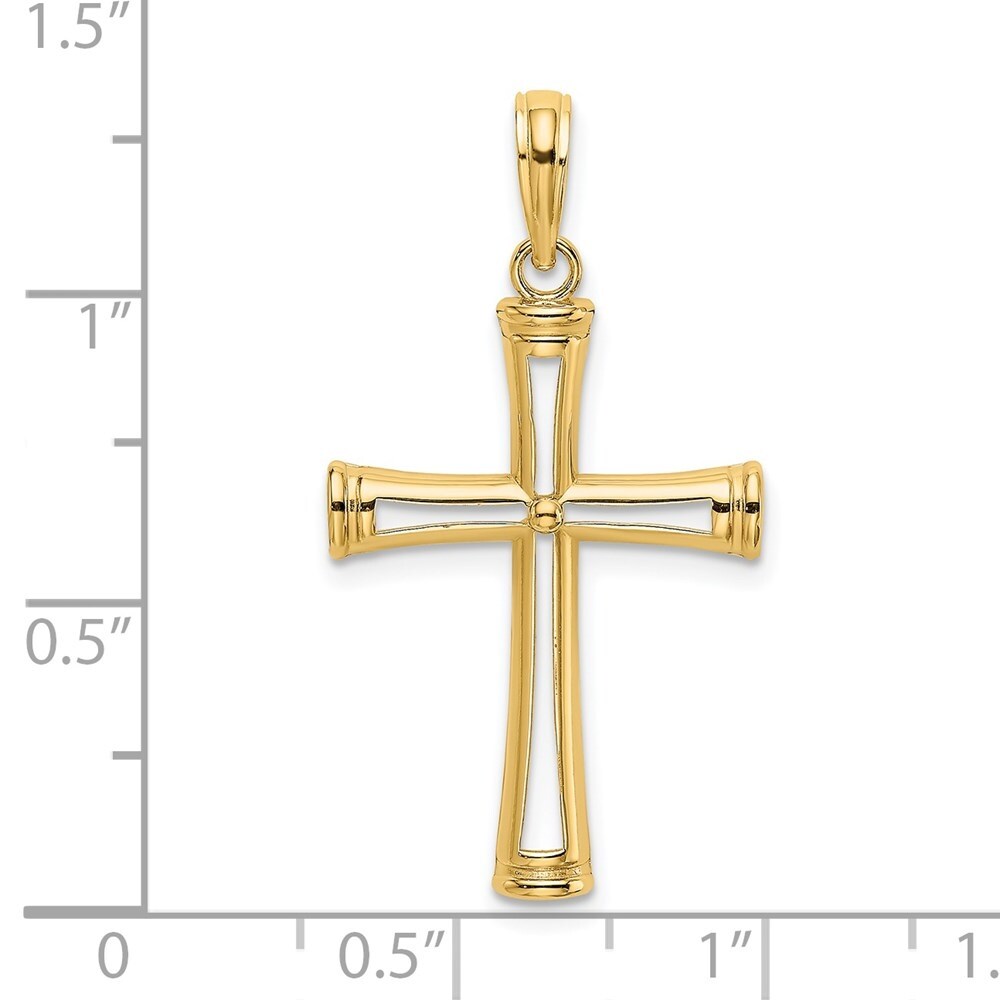 14k Yellow Gold Polished & Cut-Out CROSS