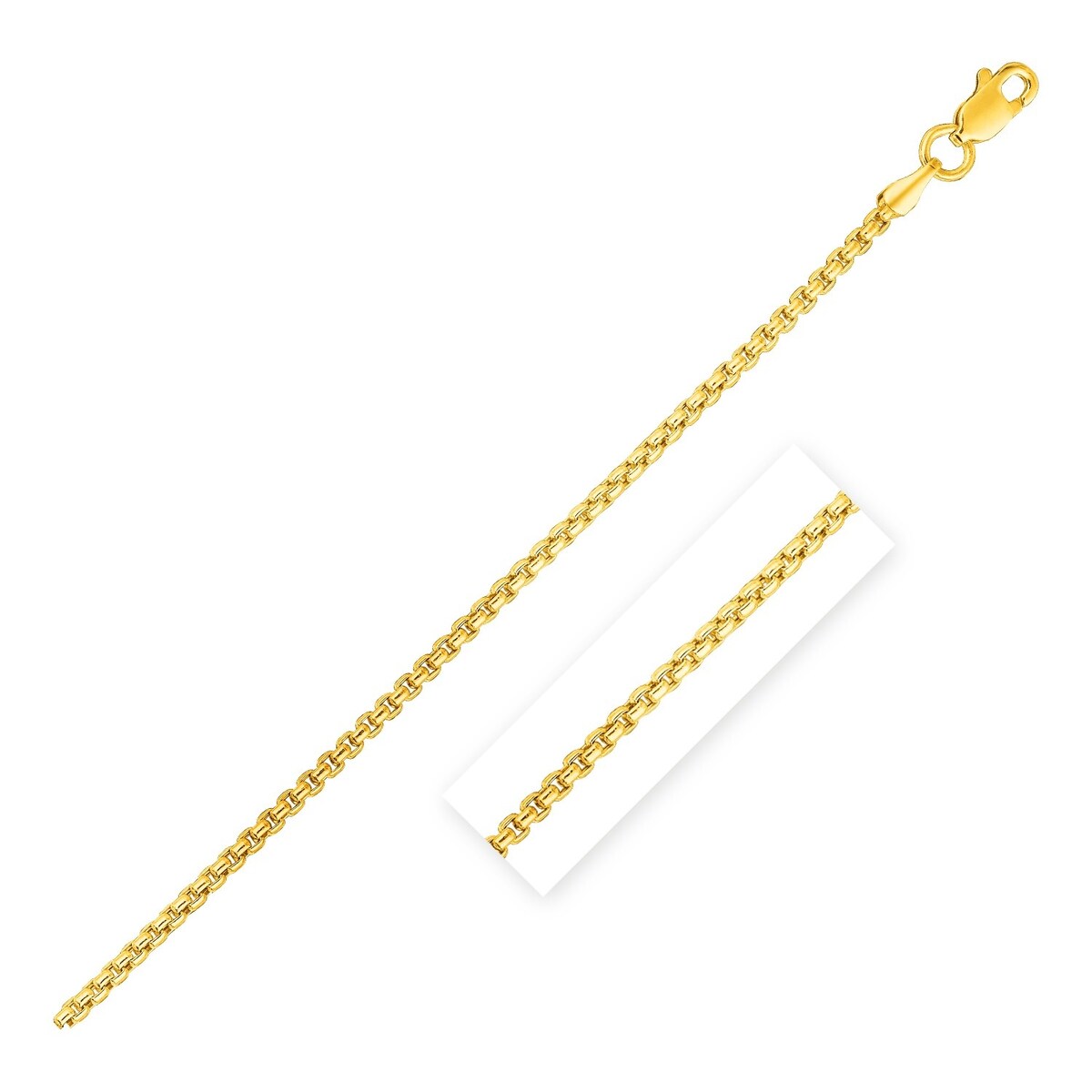 14k Yellow Gold Round Box Chain Necklace 1.35 mm
