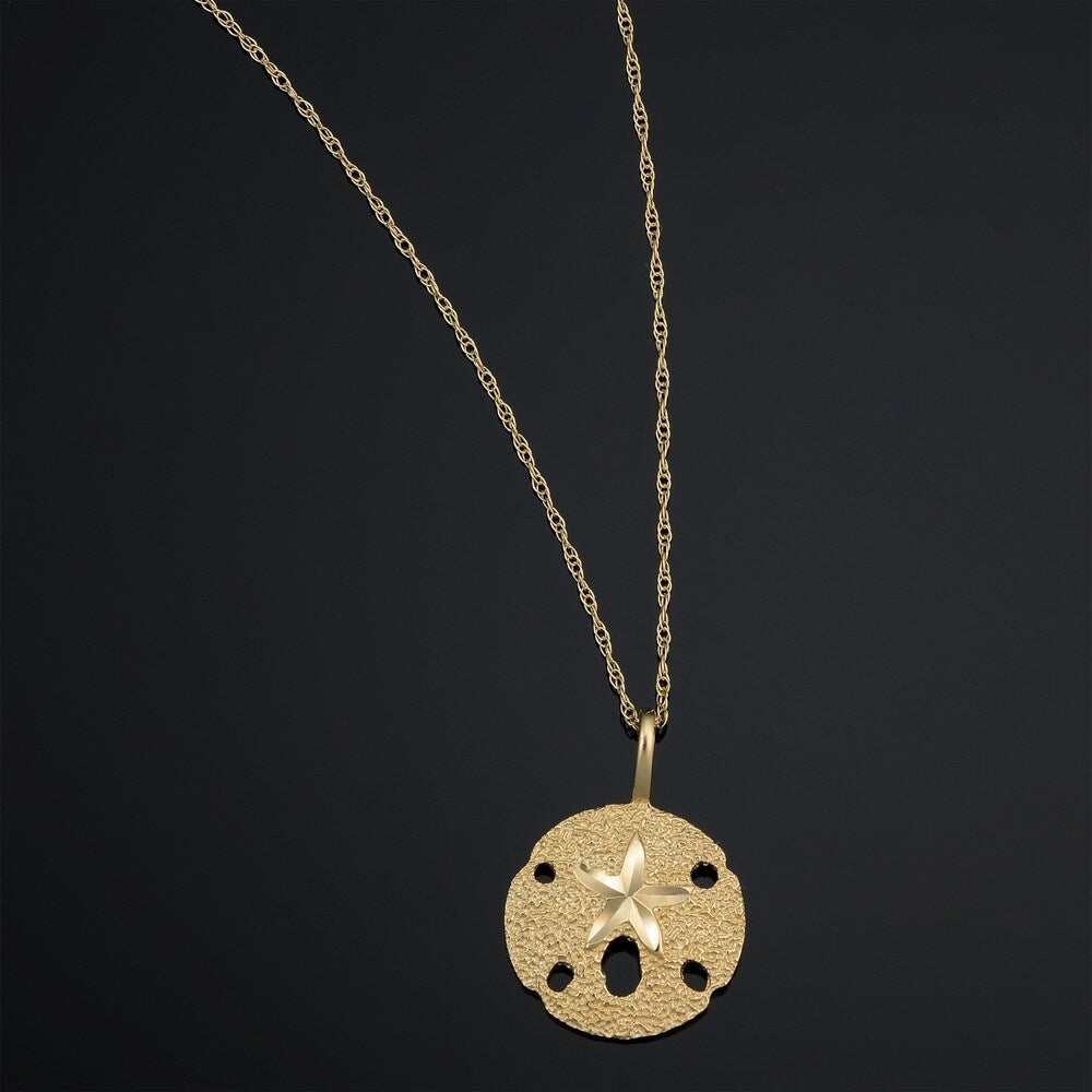 14k Yellow Gold Starfish Sand Dollar Pendant Necklace (18 inch)
