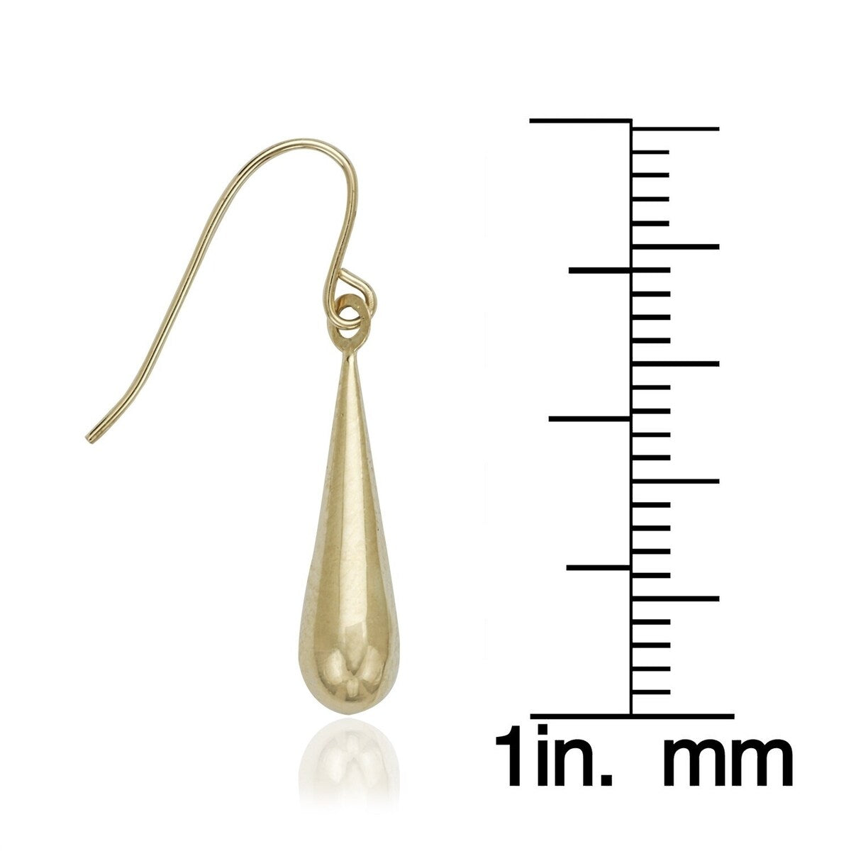 14k Yellow Gold Teardrop French-wire Earrings - White