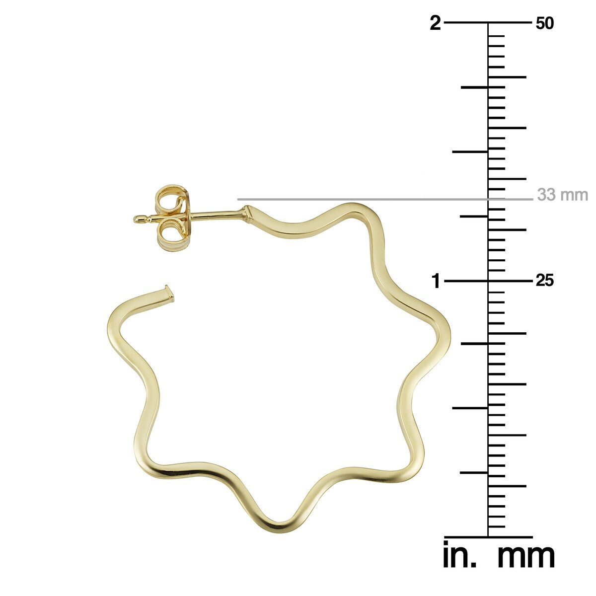 14k Yellow Gold Wave Open Hoop Earrings