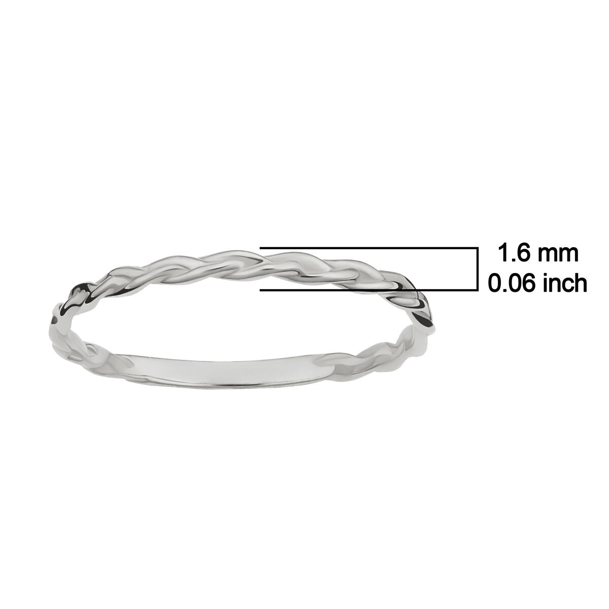 14k Yellow, White or Rose Gold Braided Band Ring for Women (1.6 millimeters)