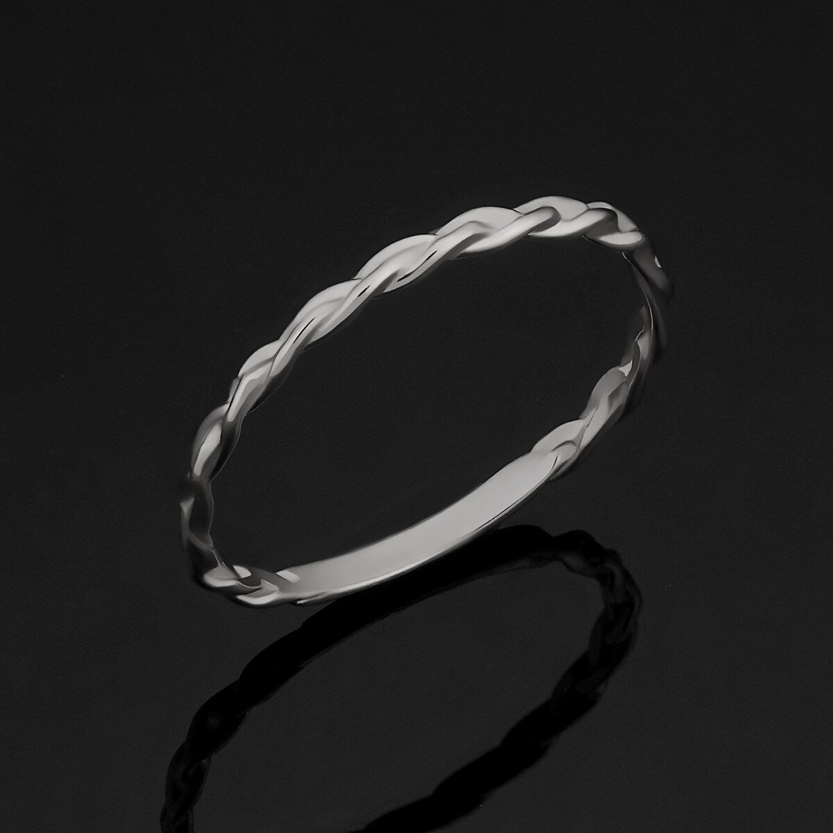 14k Yellow, White or Rose Gold Braided Band Ring for Women (1.6 millimeters)