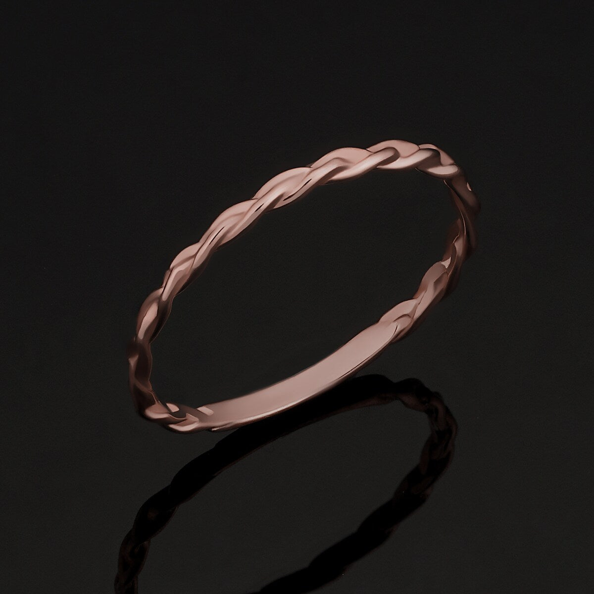 14k Yellow, White or Rose Gold Braided Band Ring for Women (1.6 millimeters)