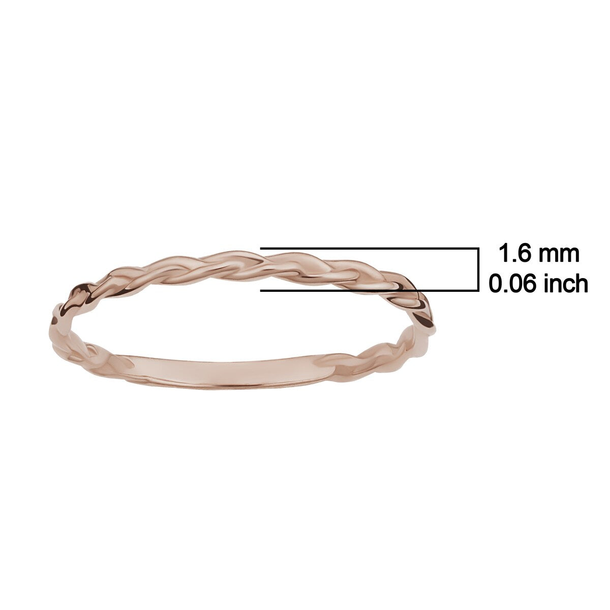 14k Yellow, White or Rose Gold Braided Band Ring for Women (1.6 millimeters)