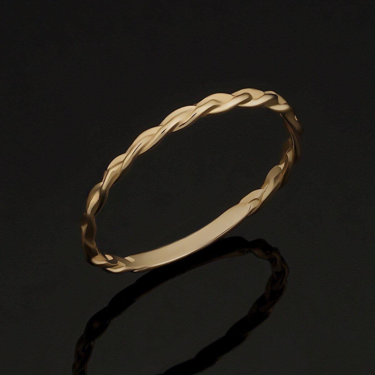 14k Yellow, White or Rose Gold Braided Band Ring for Women (1.6 millimeters)