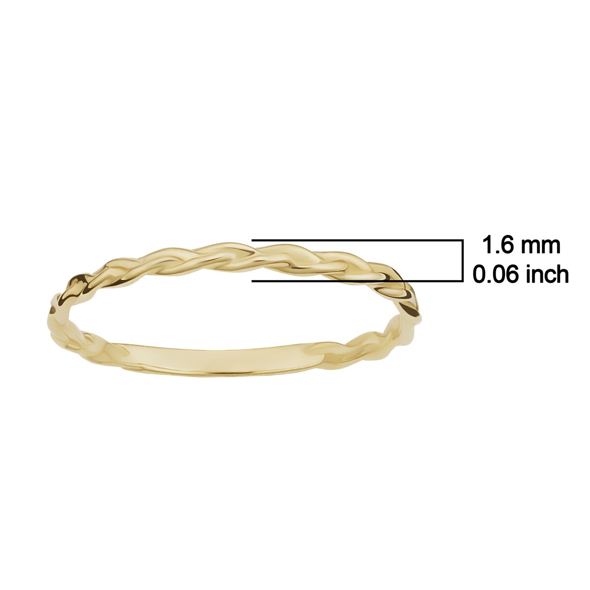 14k Yellow, White or Rose Gold Braided Band Ring for Women (1.6 millimeters)