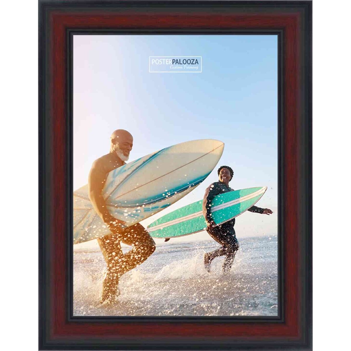 14x10 Traditional Mahogany Complete Wood Picture Frame with UV Acrylic, Foam Board Backing, & Hardware