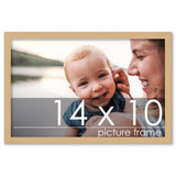 14x10 Traditional Natural Complete Wood Picture Frame with UV Acrylic, Foam Board Backing, & Hardware