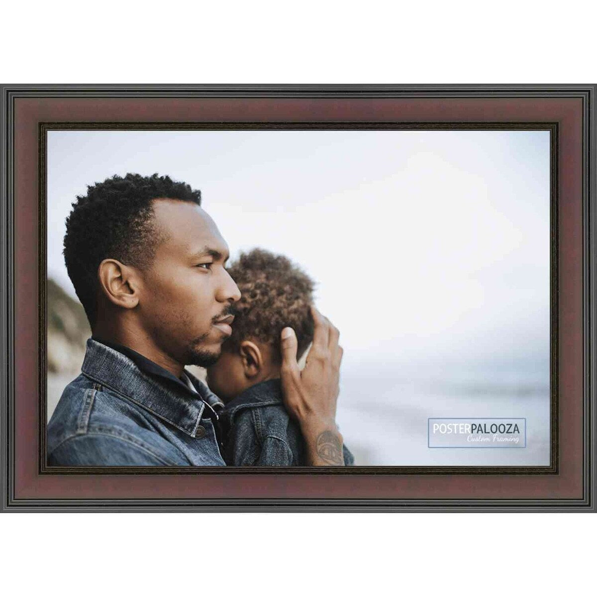14x24 Traditional Mahogany Complete Wood Picture Frame with UV Acrylic, Foam Board Backing, & Hardware