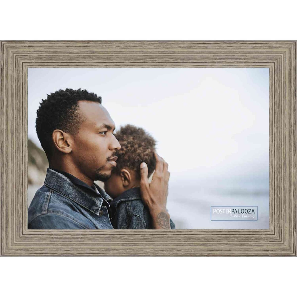 14x25 Rustic Wood Tone Complete Wood Picture Frame with UV Acrylic, Foam Board Backing, & Hardware