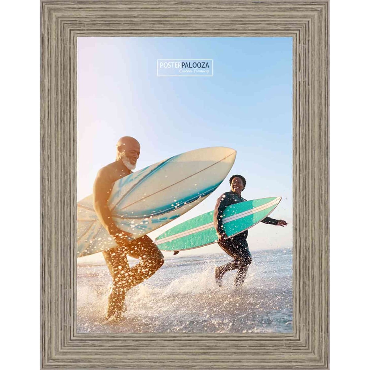 14x25 Rustic Wood Tone Complete Wood Picture Frame with UV Acrylic, Foam Board Backing, & Hardware