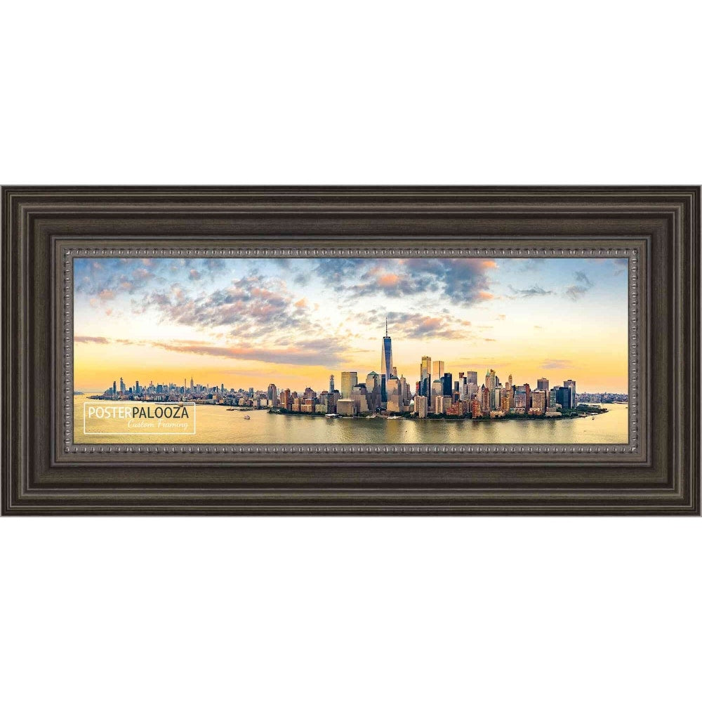14x40 Contemporary Pewter Complete Wood Panoramic Frame with UV Acrylic, Foam Board Backing, & Hardware