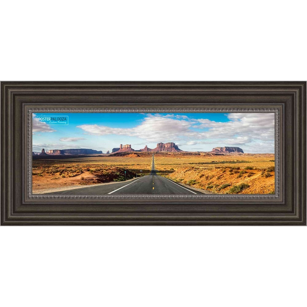 14x40 Contemporary Pewter Complete Wood Panoramic Frame with UV Acrylic, Foam Board Backing, & Hardware