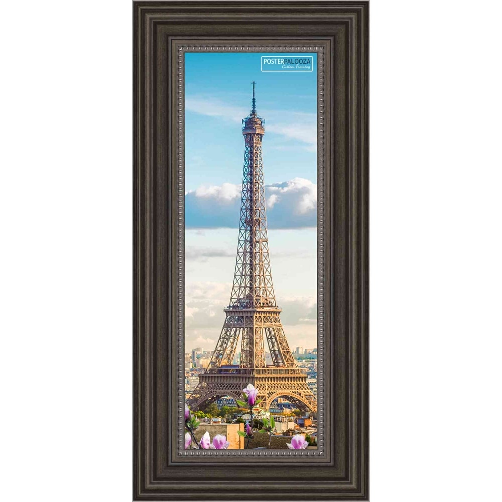 14x40 Contemporary Pewter Complete Wood Panoramic Frame with UV Acrylic, Foam Board Backing, & Hardware