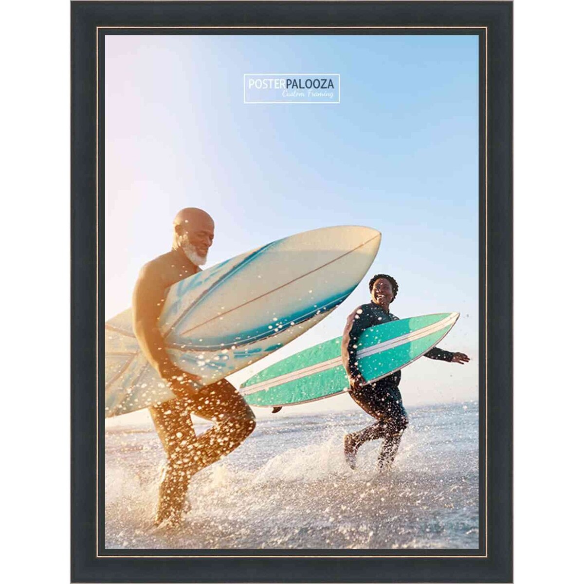 14x8.5 Traditional Black Complete Wood Picture Frame with UV Acrylic, Foam Board Backing, & Hardware