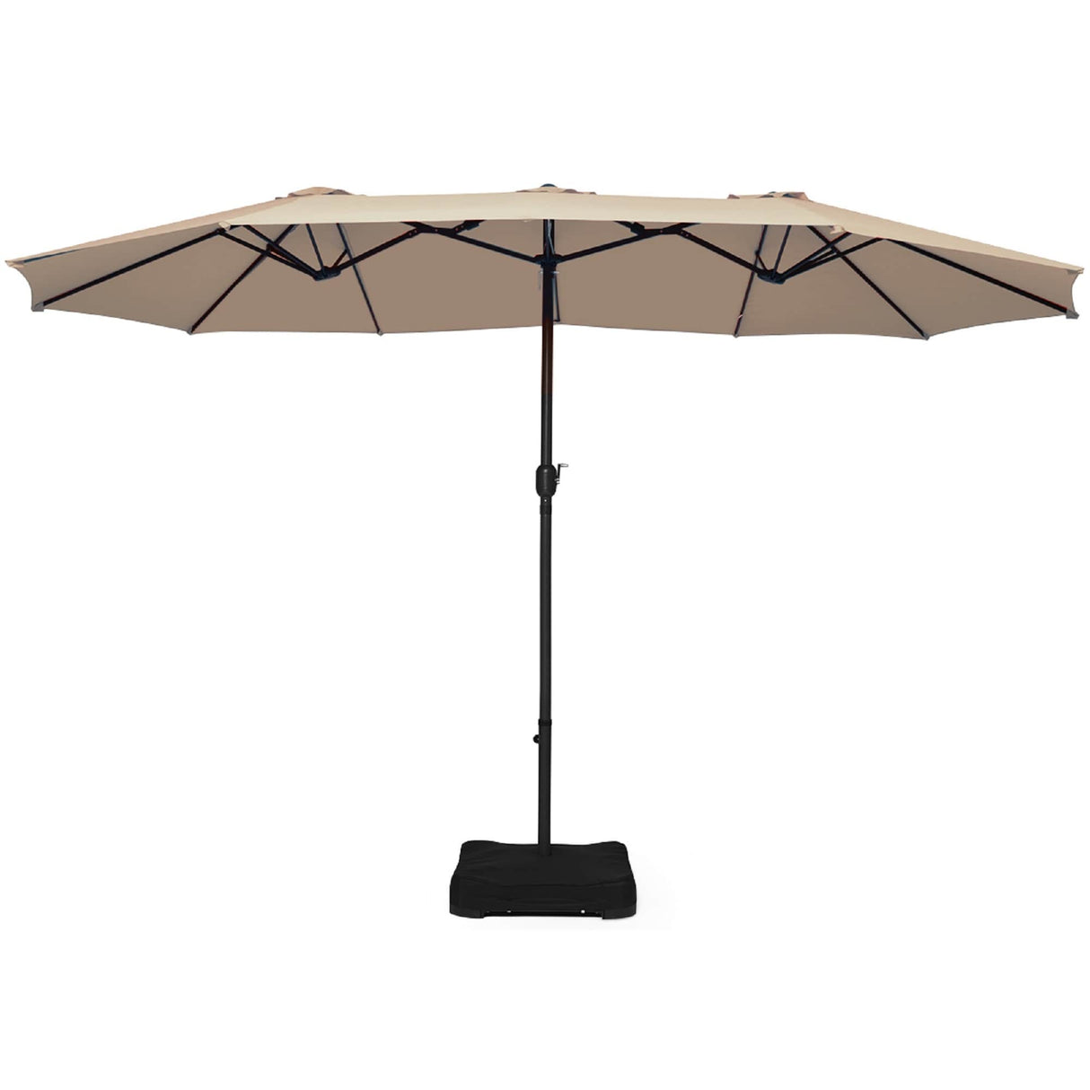 15 Ft Outdoor Double-Sided Patio Market Umbrella with Base