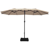 15 Ft Outdoor Double-Sided Patio Market Umbrella with Base