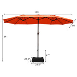 15 Ft Outdoor Double-Sided Patio Market Umbrella with Base