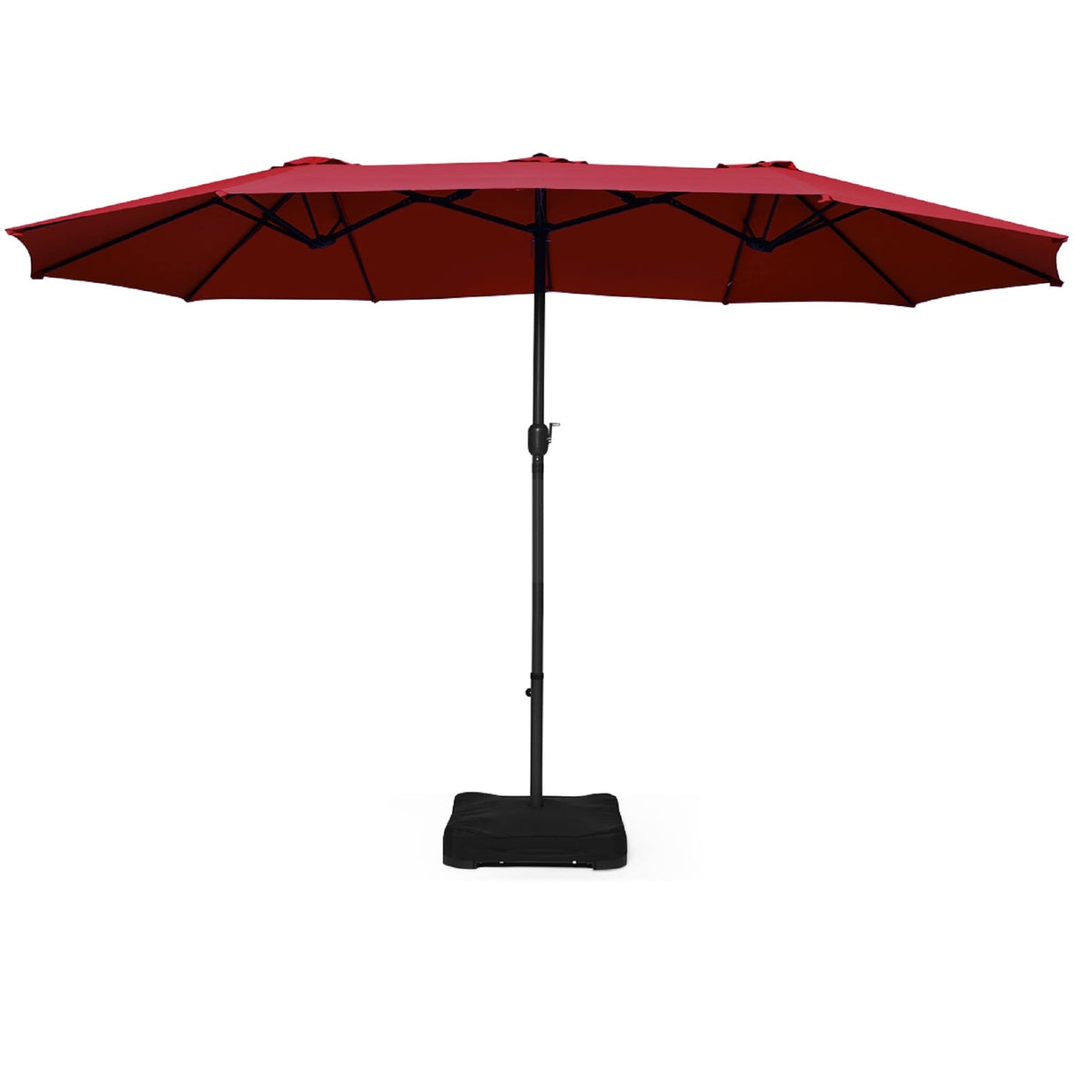 15 Ft Outdoor Double-Sided Patio Market Umbrella with Base