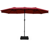 15 Ft Outdoor Double-Sided Patio Market Umbrella with Base
