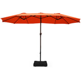15 Ft Outdoor Double-Sided Patio Market Umbrella with Base