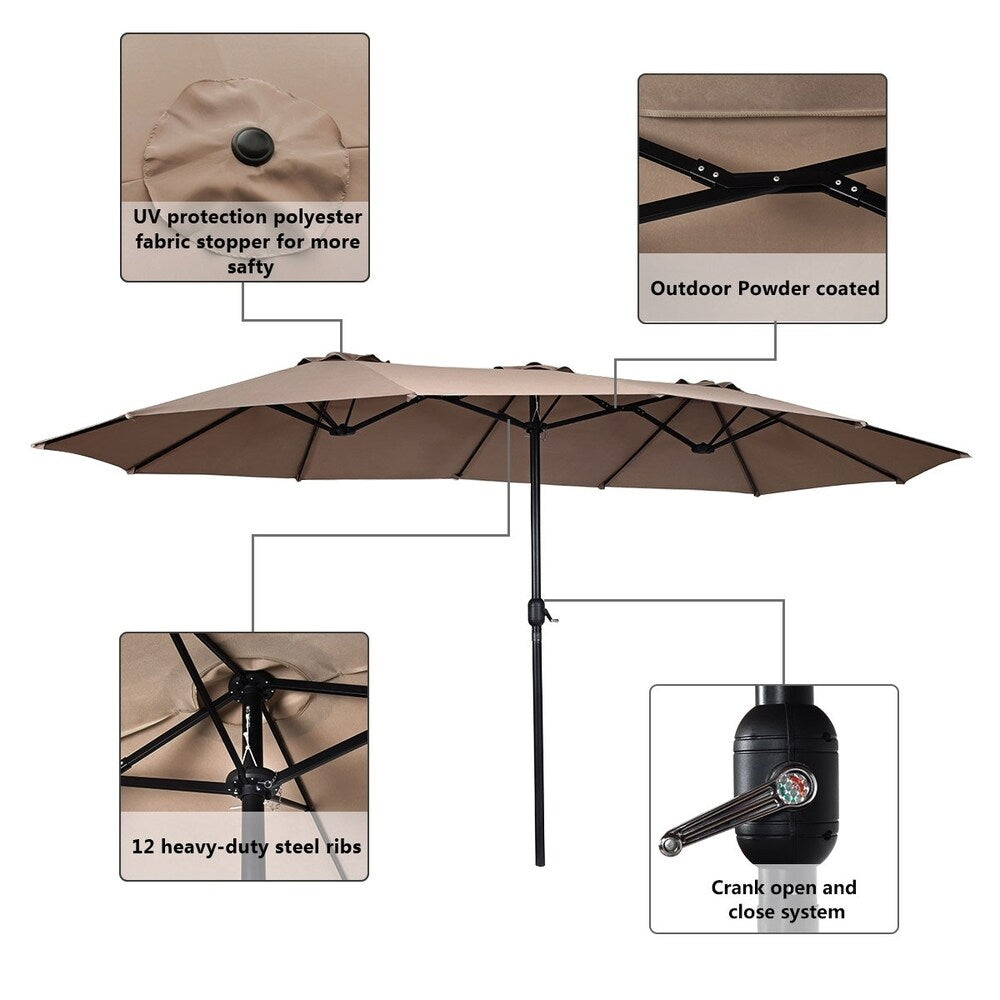 15' Double-Sided Outdoor Offset Patio Umbrella, Base Not Included