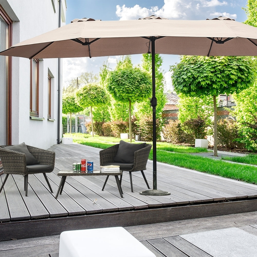 15' Double-Sided Outdoor Offset Patio Umbrella, Base Not Included